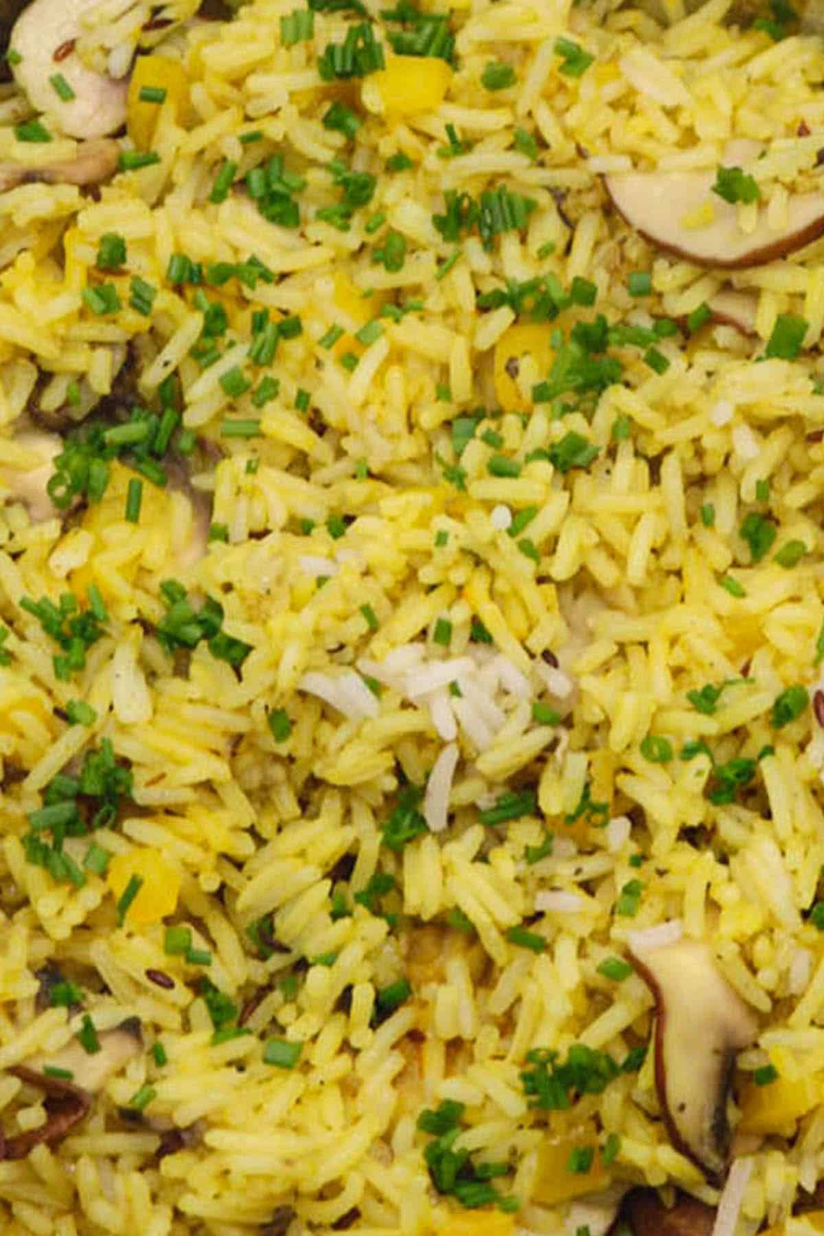 Mushroom rice in balti dish