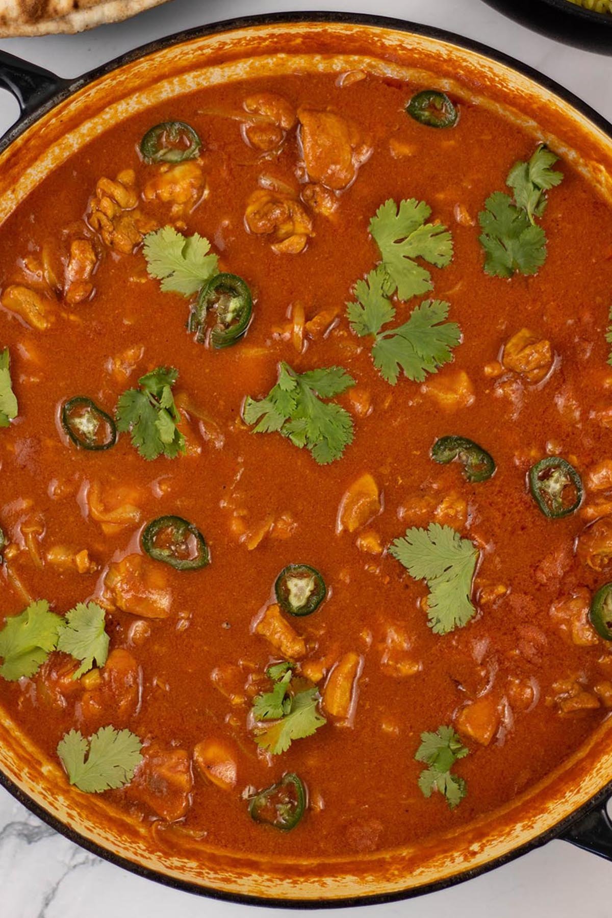 Speedy gunpowder chicken in a large shallow casserole dish.