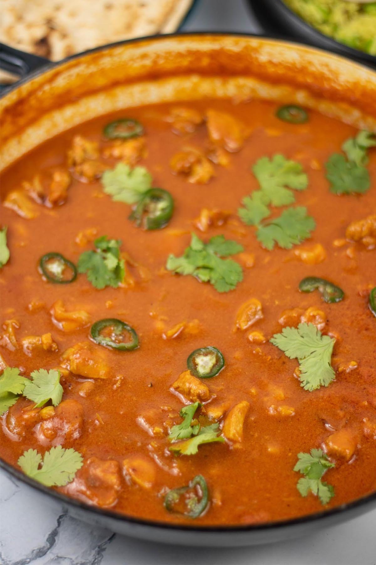 Speedy gunpowder chicken in a large shallow casserole dish.