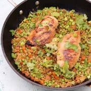 Hoisin chicken in large round frying pan