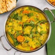 Easy Indian vegetable curry in a balti dish.
